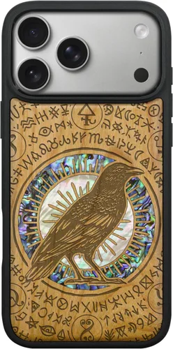 Vista 13 de Carveit Funda hecha a mano para iPhone 18 Pro Max - El cuervo Haloed Negro
