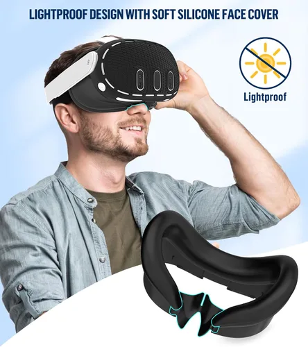 Vista 5 de Silicone Cover Set Compatible with OculusMeta Quest 3, Touch Controller Grips Cover, VR Shell Cover, Facial Interface Cover, Protective Lens Cover
