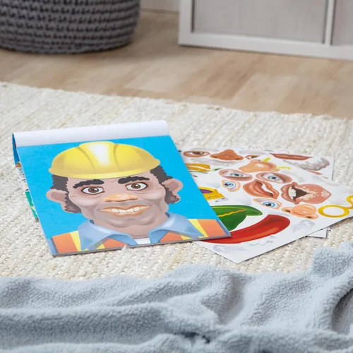 Vista 9 de Melissa & Doug Make-a-Face - Bloc de calcomanías - Personajes locos, 20 caras, 5 hojas de calcomanías