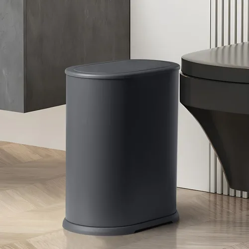 Vista 11 de Anzoymx Botes de basura de baño de acero inoxidable de 1.8 galones, bote de basura pequeño con tapa emergente, papelera estrecha de metal, juego