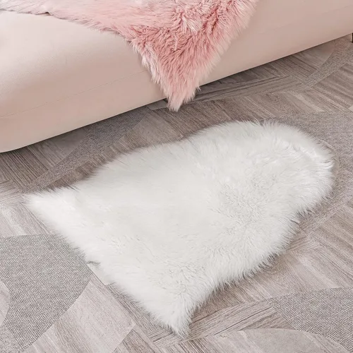 Vista 5 de Alfombra de pelo de oveja sintética QHWLKJ suave y esponjosa para sillón o sofá, mantita tipo alfombra para el sofá, el dormitorio, salón, suelo