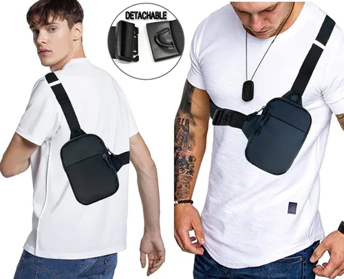 Vista 3 de LKEX Mini bolso bandolera para hombre, bolso cruzado pequeño para mujer, riñoneras informales, bolsa de bolsillo personal, mochila para teléfono