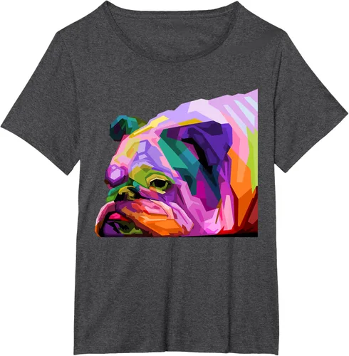 Vista 24 de Camiseta de retrato pop artístico de bulldog británico inglés para dueños de perros, Negro, S