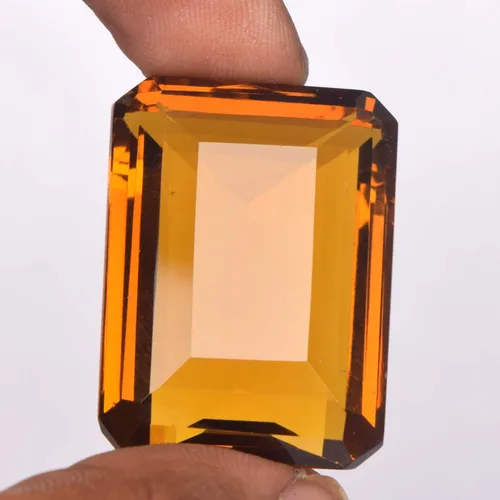 Vista 3 de Joyería Citrino amarillo 109.00 ct Corte esmeralda Citrino amarillo suelto, piedra natal facetada Gema de citrino amarillo, Gema, amarillo