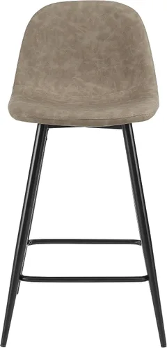 Vista 5 de Crosley Furniture Weston - Juego de 2 taburetes de bar tapizados con altura de mostrador, color marrón desgastado/negro mate