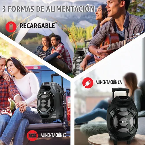 Vista 9 de QFX PBX-61081BT/RD bocina Bluetooth portable para fiestas Plateado
