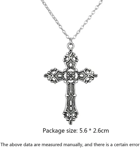 Vista 4 de Collar con colgante de cruz vintage para mujeres y hombres, regalo de cadena larga, punk, gótico, accesorios de joyería, gargantilla gótica hábil