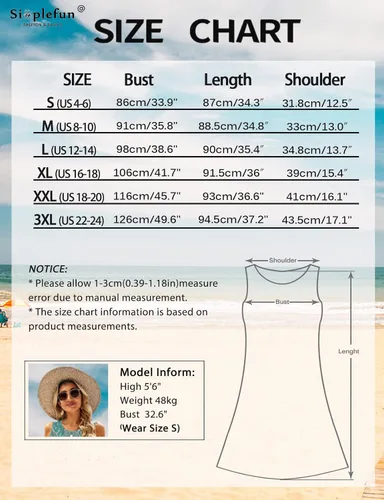 Vista 12 de SimpleFun - Vestidos de verano para mujer, camiseta floral, vestido de playa de estilo bohemio, informal, con bolsillos y sin mangas