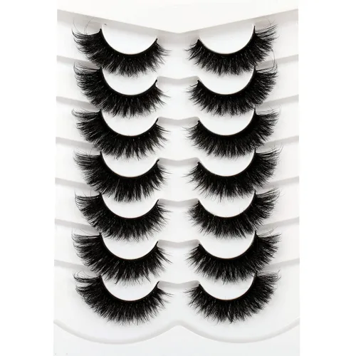 Vista 53 de Pooplunch - Pestañas postizas estilo ojo de gato, extensión de volumen 8D natural, finas, cortas, de visón sintético, tiras de pestañas postizas