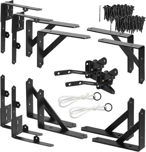 Vista 11 de Kit de puerta anti hundimiento resistente no se hunde, soporte de esquina de puerta para valla de puerta de madera con un pestillo de puerta