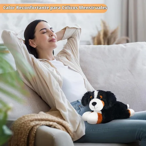 Vista 5 de SuzziPals Perro gran boyero suizo de peluche calefactable y enfriable, almohadilla térmica apta para microondas para calma y relajación, perro