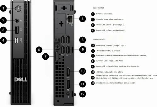 Vista 4 de Dell Mini computadora de escritorio Pro Micro QCM1250, nueva versión OptiPlex, Intel Core i5-14500T (14Core, 20Threads, caché de 24 MB), 16 GB DDR5