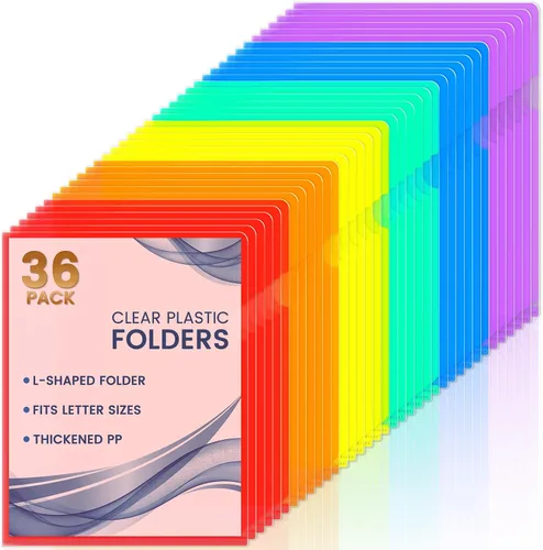 Vista 12 de Sooez Paquete de 25 bolsillos transparentes para carpetas de documentos para proyectos, carpetas de archivos de plástico tamaño carta, fundas