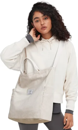 Vista 2 de KALIDI Bolso de mano de pana, bolso grande tipo mensajero para hombro, antisalpicaduras, bolsa cruzada con cremallera, casual, trabajo, compras