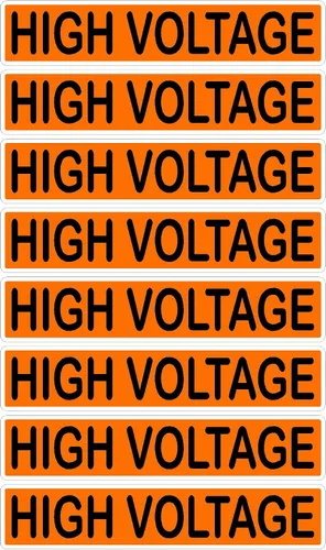 Vista 5 de Marcador eléctrico de voltaje de línea de conducto, 8 unidades, naranja, negro, Safety Decal Unlimited monofásico, trifásico, 110, 115, 120, 208