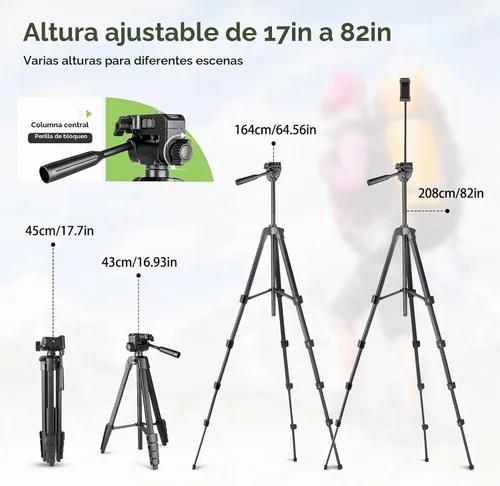 Vista 2 de Aureday - Trípode para teléfono de 2.08 metros (82 pulgadas), trípode para iPhone con cuello de ganso flexible, control remoto inalámbrico y soporte