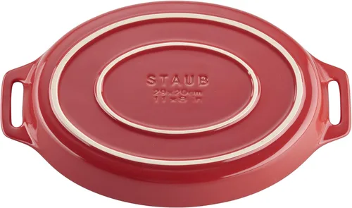 Vista 4 de STAUB Juego de platos para hornear ovalados de cerámica, 2 piezas, cereza