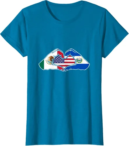 Vista 89 de Corazón manos México, El Salvador y Estados Unidos. Camiseta, Negro