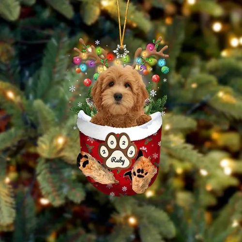Vista 176 de Adornos personalizados de Pug cervatillo – Decoración personalizada para árbol de Navidad con patas de bolsillo de nieve