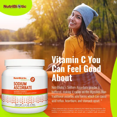 Vista 2 de NutriBiotic - Polvo de vitamina C tamponada con ascorbato de sodio, 2.2 libras Vegano, no ácido y más fácil de digerir que el ácido ascórbico