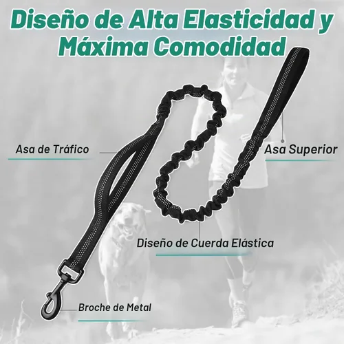 Vista 4 de rabbitgoo Correa táctica para perro, correa elástica de entrenamiento