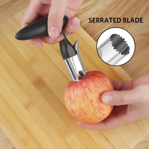 Vista 3 de Asdirne Juego de rebanador y descorazonador de manzana, cortador de manzana y cortador de frutas con cuchillas afiladas de acero inoxidable y asas
