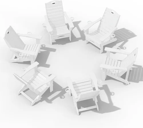 Vista 17 de Sillas Adirondack ajustables con otomana retráctil, silla Adirondack plegable de HDPE con 2 soportes para tazas, resistente a la intemperie