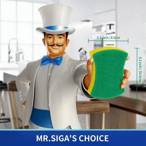Vista 2 de MR.SIGA Esponja exfoliante de celulosa resistente, esponja de doble cara para lavar platos para cocina, paquete de 12