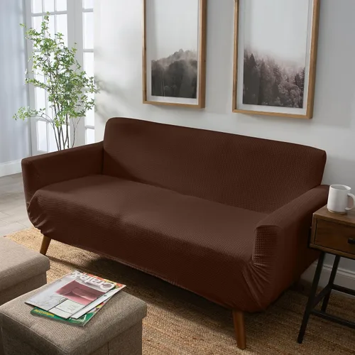Vista 2 de Home Details Funda protectora elástica para muebles, buena para pelo y derrames de perros, lavable a máquina, sofá, marrón