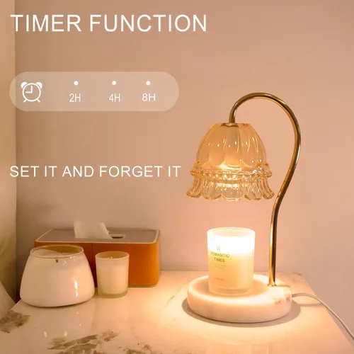 Vista 4 de Lámpara calentadora de velas TUOTGOYEZ con temporizador y regulador, lámpara calentadora de velas eléctrica con 2 bombillas para velas perfumadas