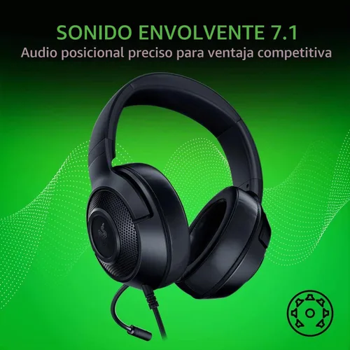 Vista 3 de Razer Kraken X lite - Audífonos ultraligeros para videojuegos: apto para sonido Surround 7.1, con marco ligero y micrófono cardioide flexible