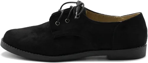 Vista 5 de Ollio Zapato plano clásico para mujer con cordones de gamuza sintética Oxford