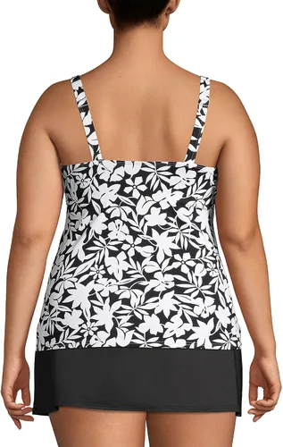 Vista 2 de Lands' End Traje de baño tankini con cuello cuadrado y tirantes ajustables para mujer
