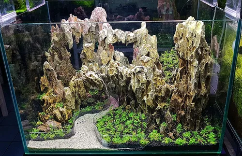 Vista 2 de H2Pro Decoración de acuario Dragon Rock (44 libras por caja), beige (DRA-1-017)