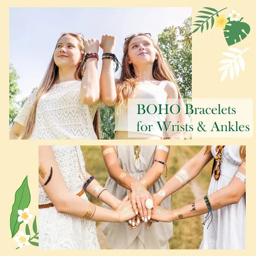 Vista 7 de Zalmoxe Woven Friendship Bracelets Braided Bracelets Bulk Adjustable Handmade Woven String Colorful Wrap Bracelets Pack for Women Teens