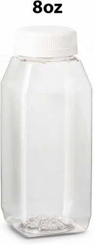 Vista 4 de 8 Oz. Empty Clear PET botellas plásticas de jugo con tapa por MT Products - Set de 12 botellas y 12 tapas