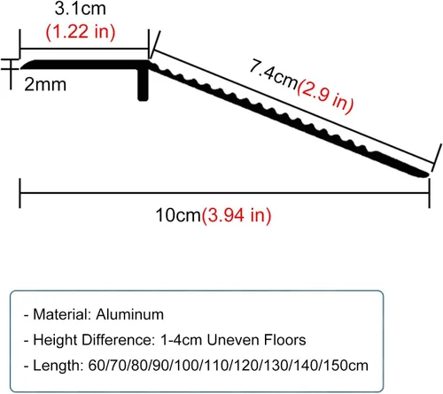 Vista 2 de Grey Transition Strips for Doorways, Metal Entry Ramps 10cm Wide, Carpet/Tile Threshold Reducer for Indoor Balcony Door (Length 85cm)