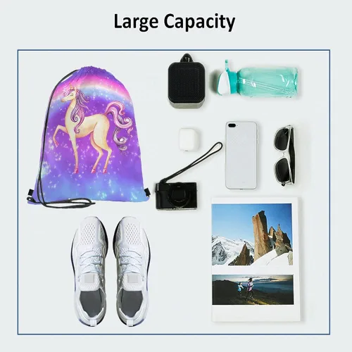 Vista 3 de Beabes Acuarela Unicornio Cordón Bolsas Mochila Gimnasio Saco, Multi-a66, Mochilas de viaje