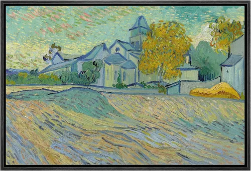 Vista 37 de Van Gogh - Lienzo con diseño giclée de olivos con cielo amarillo y sol, arte de pared de galería, estirado y enmarcado, listo para colgar, 24 x 36