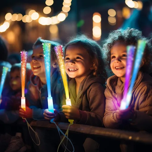 Vista 2 de SHQDD 100 varitas de fibra brillante, varitas de luz LED, suministros de fiesta que brillan en la oscuridad, varitas de fibra óptica, palos