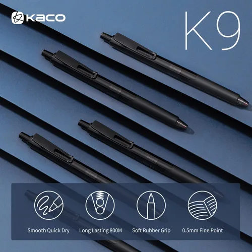 Vista 3 de Kaco K9 - Juego de 10 bolígrafos de gel de tinta negra, retráctiles, punta fina de 0.020 in, secado rápido, bolígrafos estéticos, suministros
