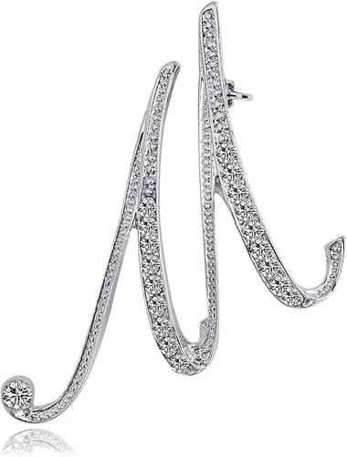 Vista 29 de ETHOON Broche de letras con inicial de diamantes de imitación para mujer, manualidades, plateado A-Z