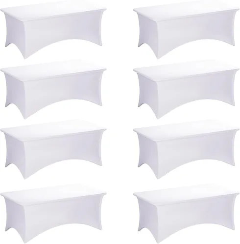 Vista 72 de Fixwal Paquete de 6 Manteles de Mesa Rectangulares, Cubierta de Mesa de 6 Pies, Mantel Blanco Rectangular Ajustado Elástico Rectangular, Cubierta