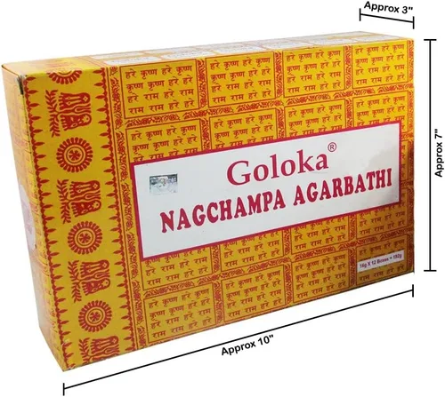 Vista 3 de Goloka Nag Champa - Varitas de incienso, juego de 12 unidades, 0.56 oz cada uno
