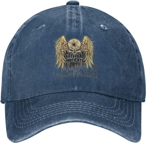 Vista 2 de Cowboy Hat Trendy Hats for Man and Women Djustable Four Season Outdoor Baseball Cap of Hell Skull with Angel Navy Blue