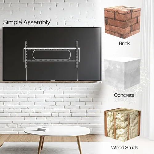 Vista 9 de VIVO Soporte de pared para TV ultra resistente para pantallas de 43 a 90 pulgadas, montaje fijo grande, se adapta a VESA de hasta 31.496 x 15.748