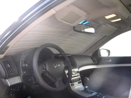 Vista 9 de HeatShield, The Original parasol para parabrisas con ajuste personalizado para Infiniti G37 Sedan 2009, 2010, 2011, 2012, 2013, serie Gold