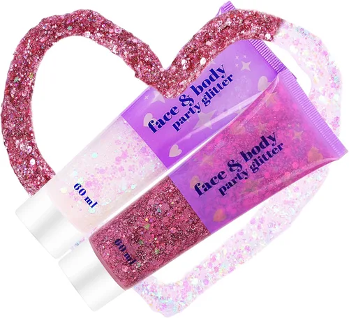 Vista 2 de Brillantina gruesa y fina mezclada con gel para cantantes, conciertos, rave, fiesta, maquillaje, secado rápido y de larga duración, lentejuelas
