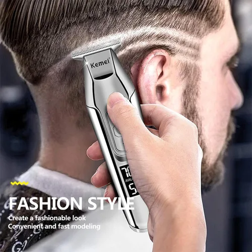 Vista 6 de KEMEI KM-5027 - Cortadora de pelo inalámbrica para hombres, recortadora de barba eléctrica profesional, kit de cortes de pelo de peluquería