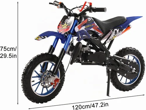 Vista 8 de YOXIER - Motocicleta de cross para niños de 50 cc, 2 tiempos, moto de cross